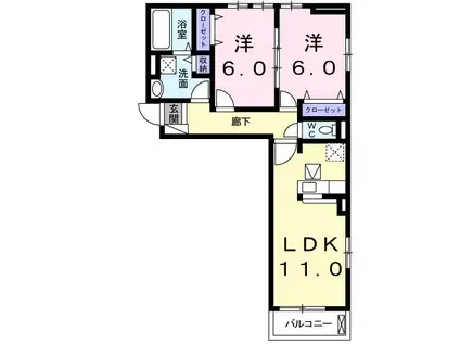 マリナ・デル・レイI(2LDK/1階)の間取り写真