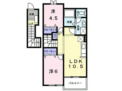 メゾンサンパティーク(2LDK/2階)の間取り写真