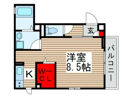 ルミエールII(1K/2階)の間取り写真