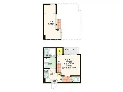 ハーモニーテラス清水II(1K/1階)の間取り写真