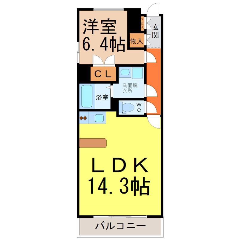 レジディア久屋大通II(1LDK/9階)の間取り写真