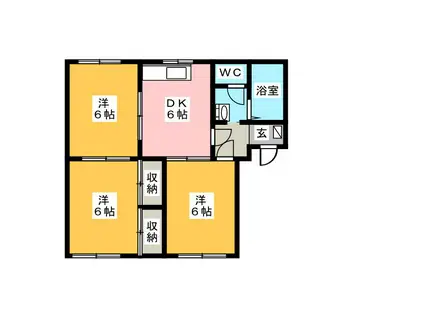 ハウス代官A(3DK/1階)の間取り写真