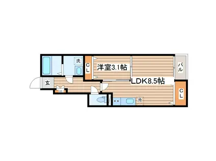 リエールI(1LDK/1階)の間取り写真