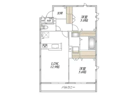 グランドゥール ソレイユ 浦和II(2LDK/3階)の間取り写真