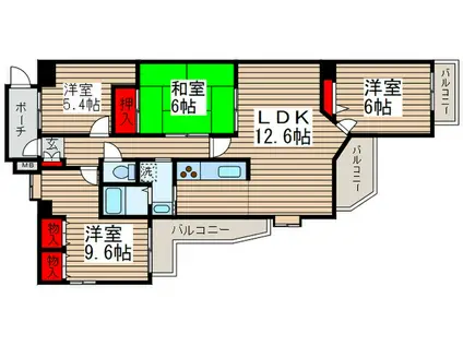 ラミーユ松戸ハイライズ2号棟(4LDK/1階)の間取り写真