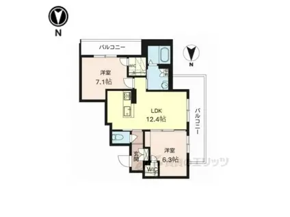 メルヴェイユー王寺(2LDK/3階)の間取り写真