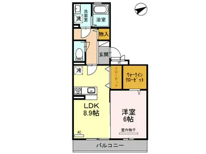 プラージュ SAKIGAKE(1LDK/2階)の間取り写真