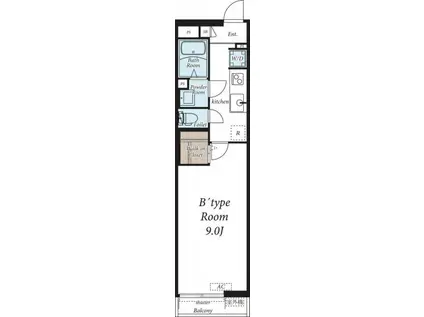 ヴィラ南大沢(1K/1階)の間取り写真
