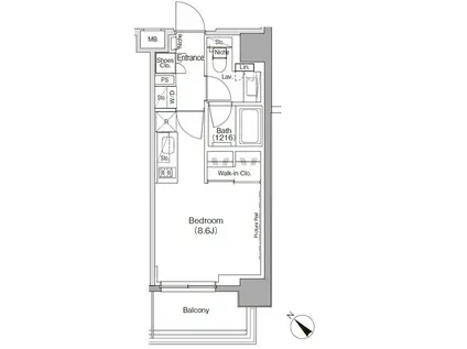 THE PARKHABIO TSUKISHIMA FRONT(1K/6階)の間取り写真