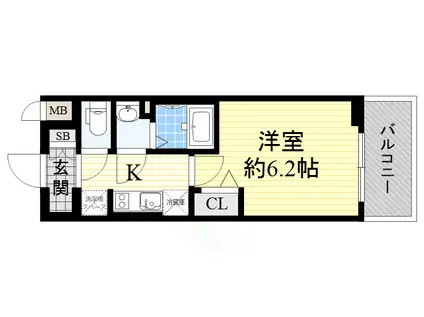 エステムコート四天王寺夕陽丘Ⅱ(1K/11階)の間取り写真