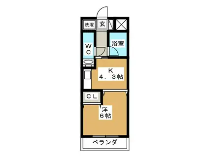 レジデンス久野(1K/3階)の間取り写真