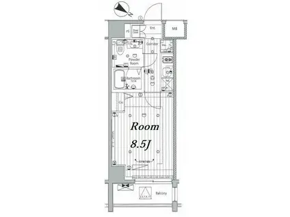 メイクス浅草イースト(1K/8階)の間取り写真
