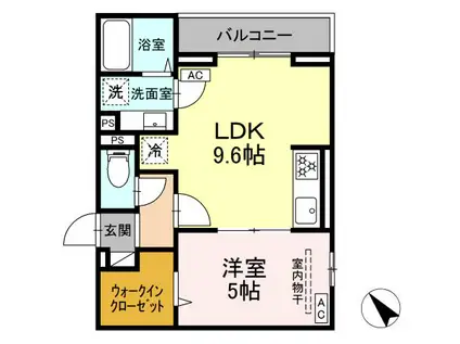 ドムスクレスト清新二丁目(1LDK/2階)の間取り写真