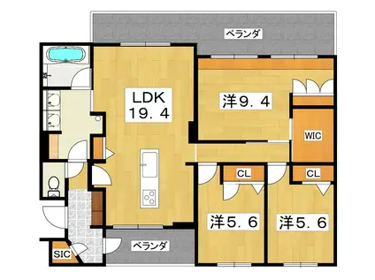 SHAMAISON VENTCOLLINE(3LDK/3階)の間取り写真