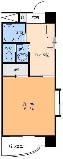クレストコート味酒(1DK/5階)の間取り写真