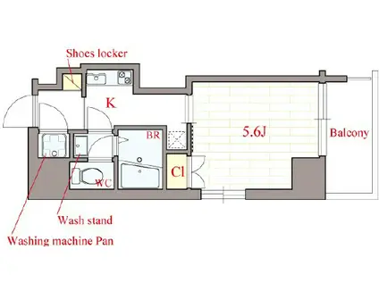 VERDE EBISU(1K/8階)の間取り写真