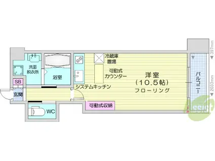 HF西公園レジデンス(ワンルーム/6階)の間取り写真