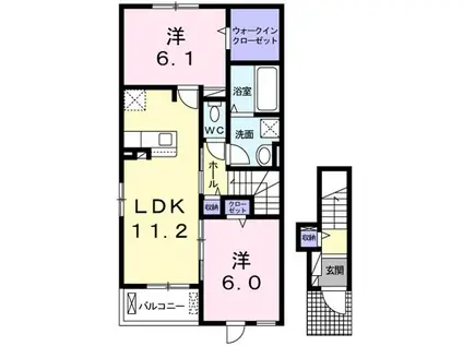 グリーン グラス(2LDK/2階)の間取り写真