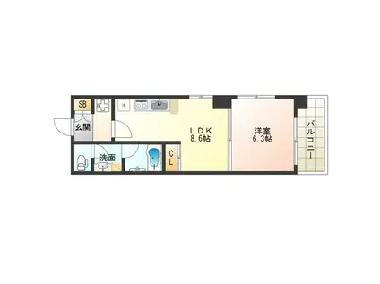 コンソラーレ土佐堀(1LDK/3階)の間取り写真