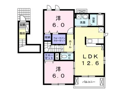 ポルト ボヌール(2LDK/2階)の間取り写真