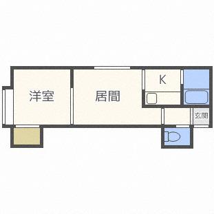 ピュアN11(1DK/2階)の間取り写真