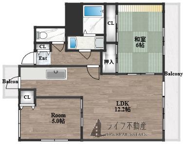 イーストマンション(2LDK/7階)の間取り写真