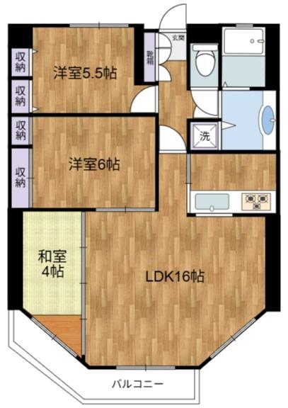 神代バタニカルガーデンズマンション(3LDK/3階)の間取り写真