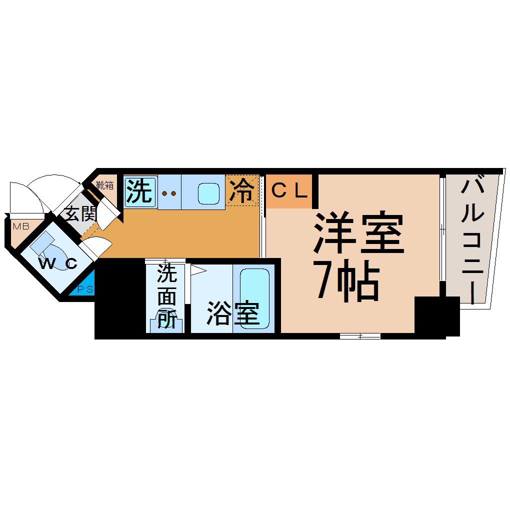 ヴァンデュール名古屋御器所(1K/3階)の間取り写真
