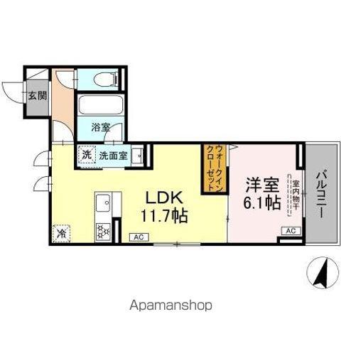 D PAINA 木月住吉町(1LDK/3階)の間取り写真
