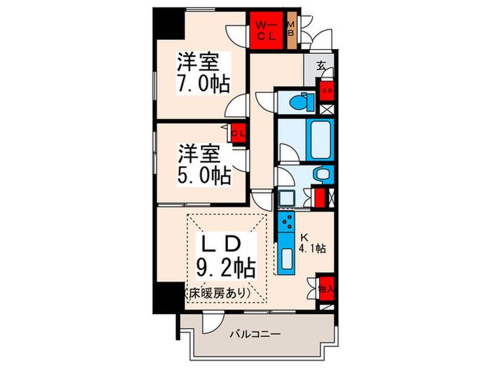 レジディア町屋(2LDK/6階)の間取り写真
