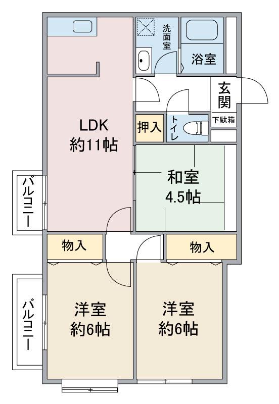 コートグランディア一ツ家(3LDK/4階)の間取り写真