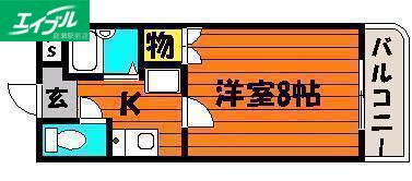 パルミラ津高(1K/2階)の間取り写真