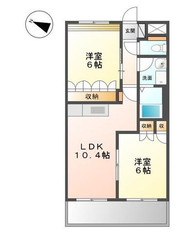 リビュール・エスポアA(2LDK/2階)の間取り写真
