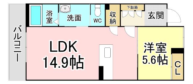 AVENTA(1LDK/1階)の間取り写真