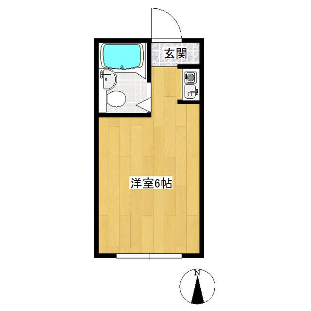 アップルハイツ(ワンルーム/2階)の間取り写真