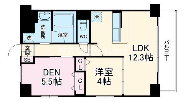 S K H(2LDK/4階)の間取り写真
