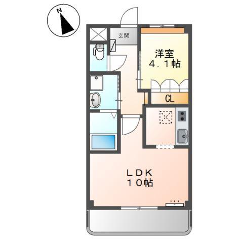 シルフィードA(1LDK/1階)の間取り写真
