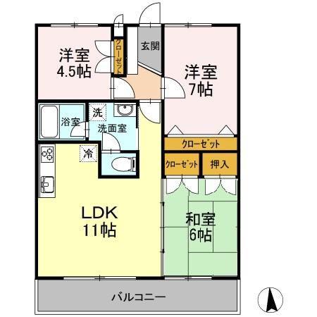 ラーバンハイツ(3LDK/2階)の間取り写真