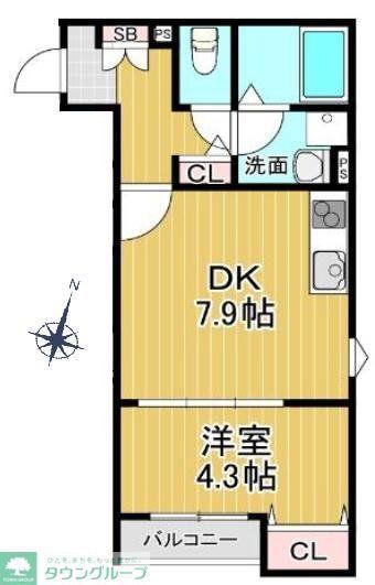 LA-CREA LKS(1DK/1階)の間取り写真