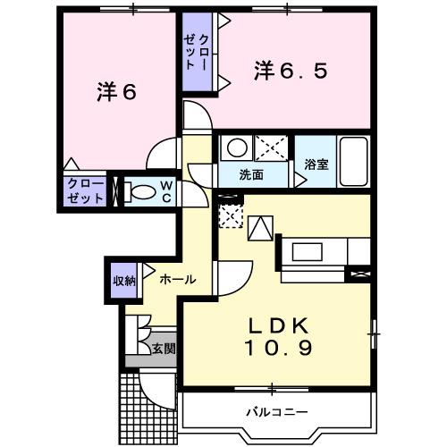 それいゆ東小二里(2LDK/1階)の間取り写真