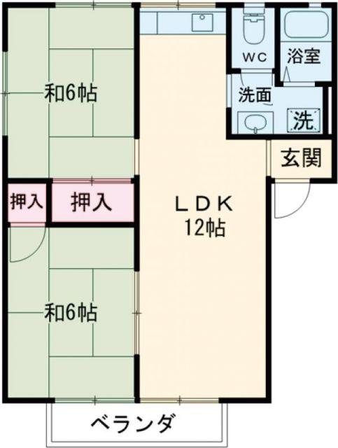 風薫るビレッヂA(2LDK/1階)の間取り写真