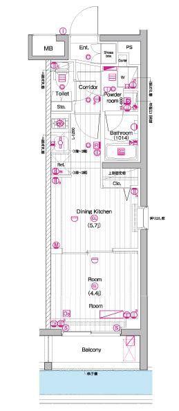 PREMIUMCUBE中野富士見町(1DK/1階)の間取り写真