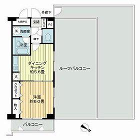 桜木町堂ノ下マンション(1DK/6階)の間取り写真
