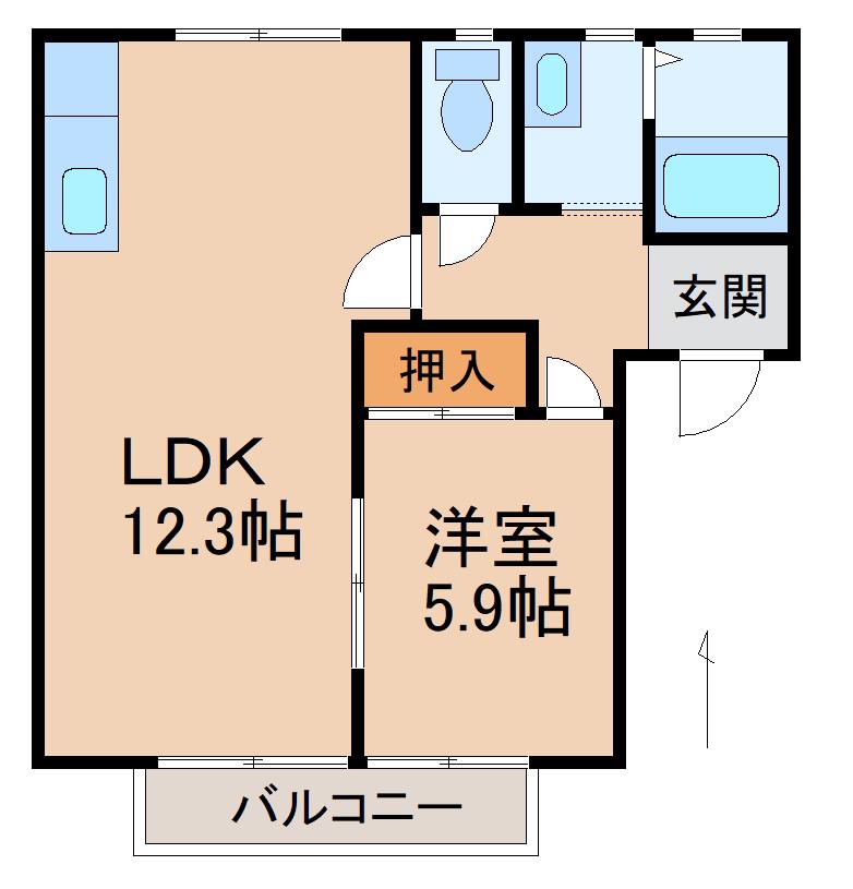 ラ・サルデーヌ(1LDK/2階)の間取り写真