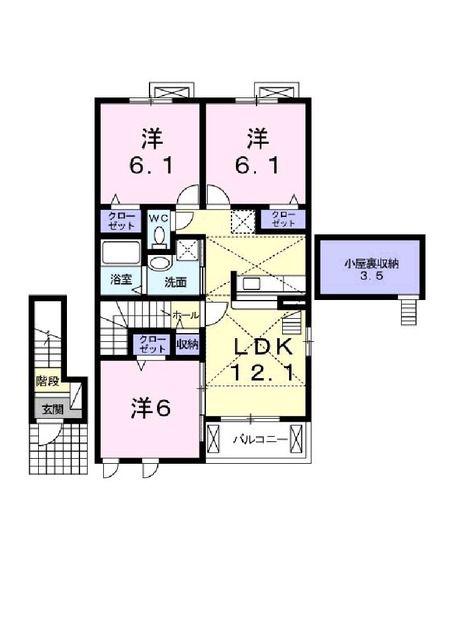 陽和 II(3LDK/2階)の間取り写真
