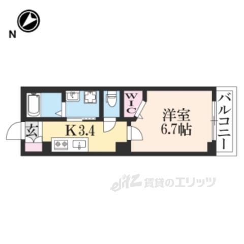 椛コート(1K/3階)の間取り写真