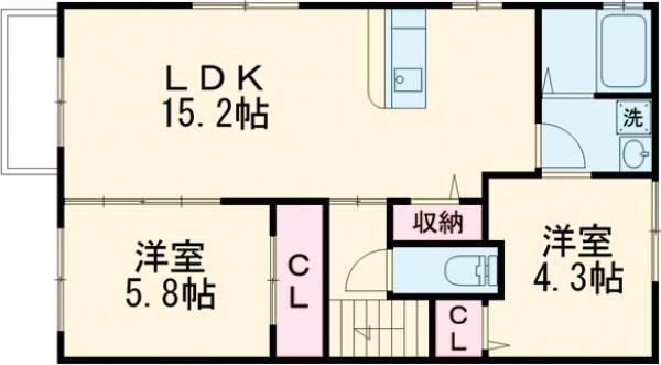 アザレア梅満(2LDK/2階)の間取り写真
