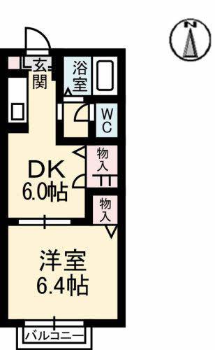 シャーメゾンエル(1DK/2階)の間取り写真