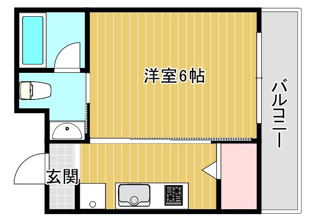 ヒルトップハイム桜川(1K/6階)の間取り写真