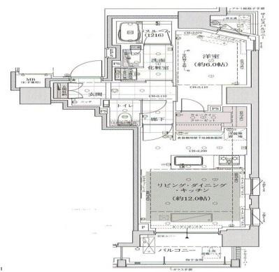 アトラス麻布十番(1LDK/10階)の間取り写真